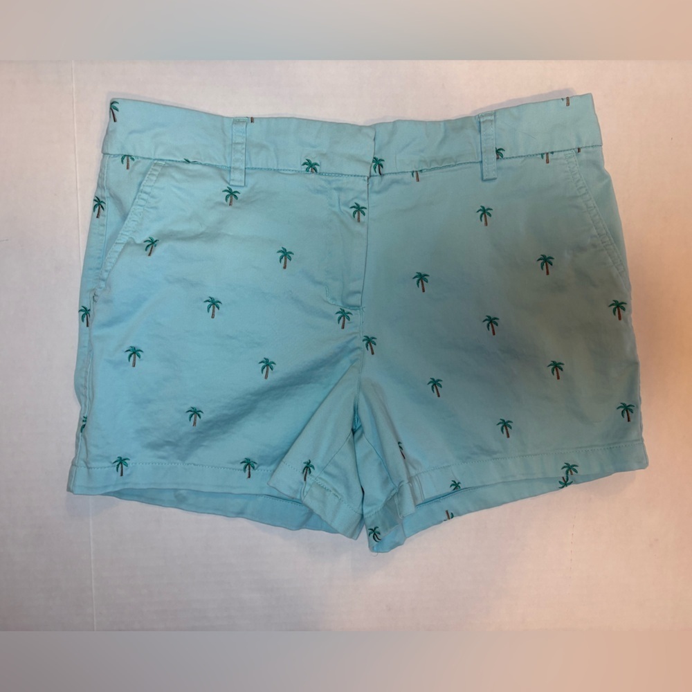 Cambridge Dry Goods cotton blend mint green tropical palm tree print shorts 8